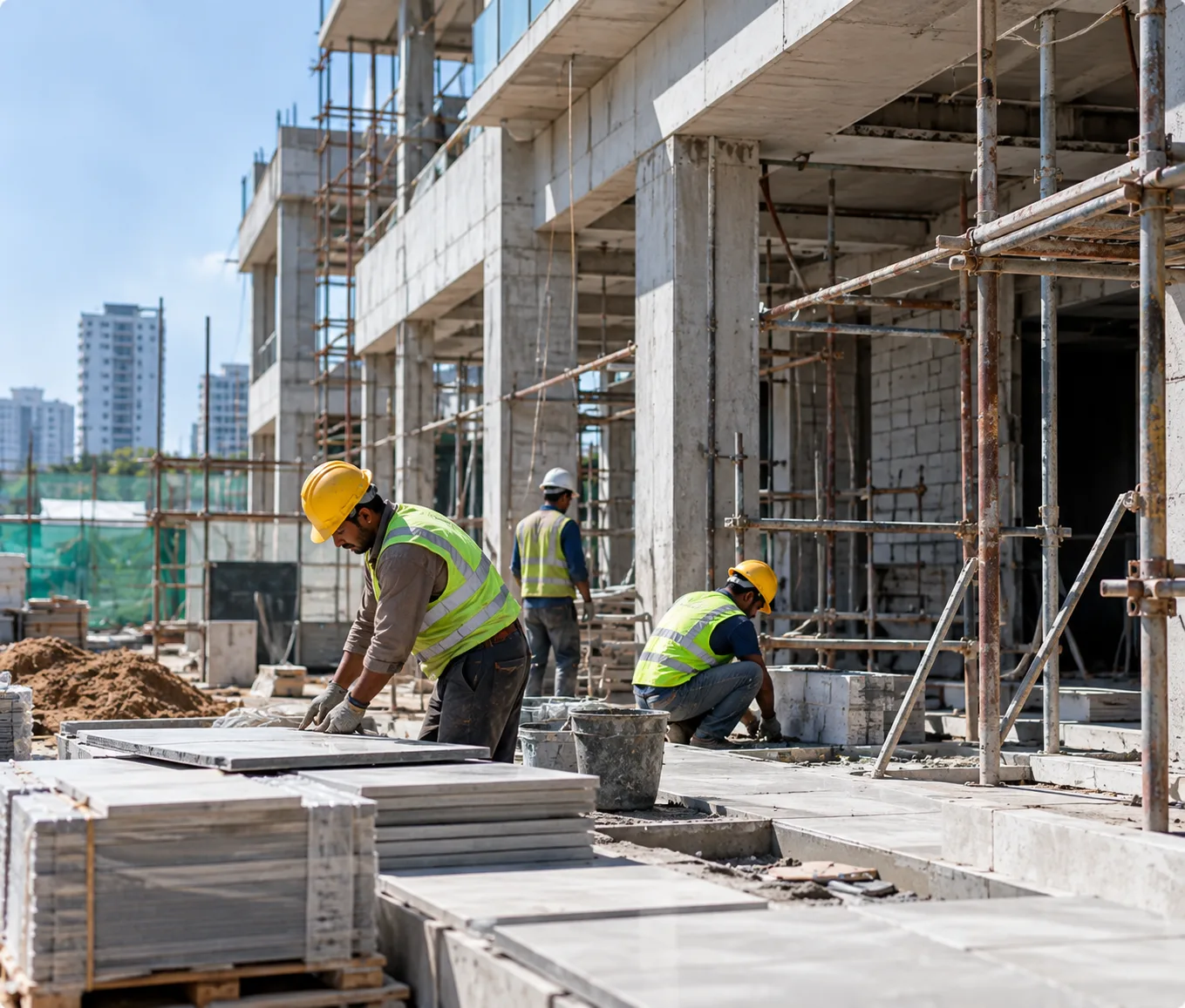 Workers on a civil construction site