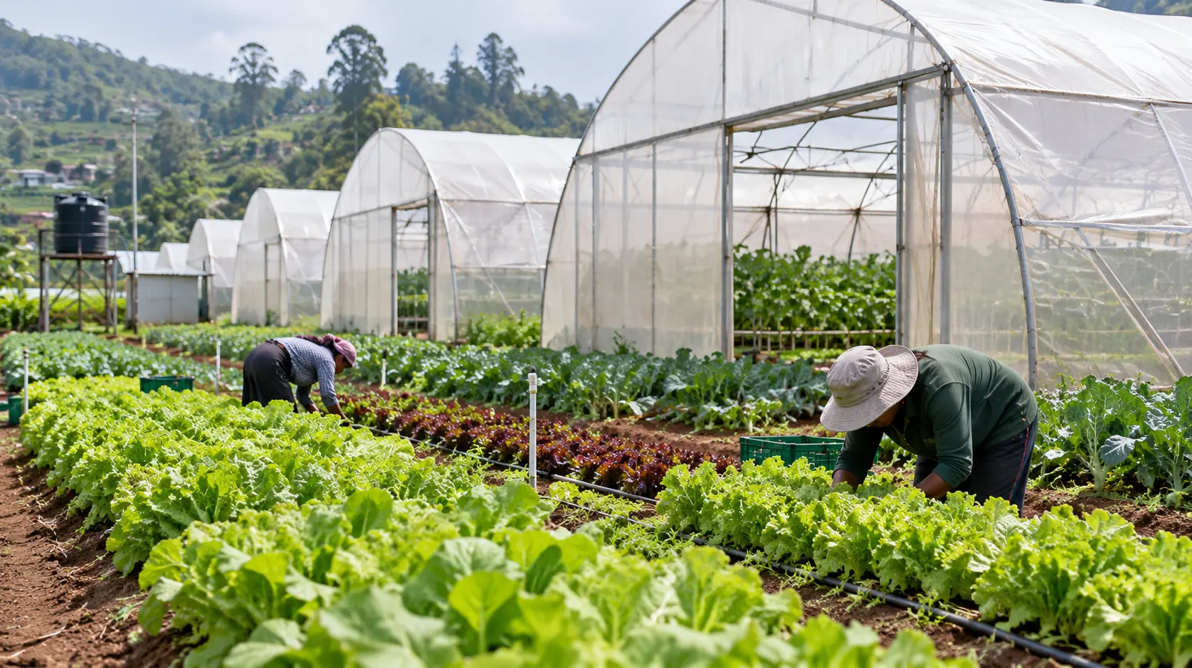 Poly-tunnel vegetable farm