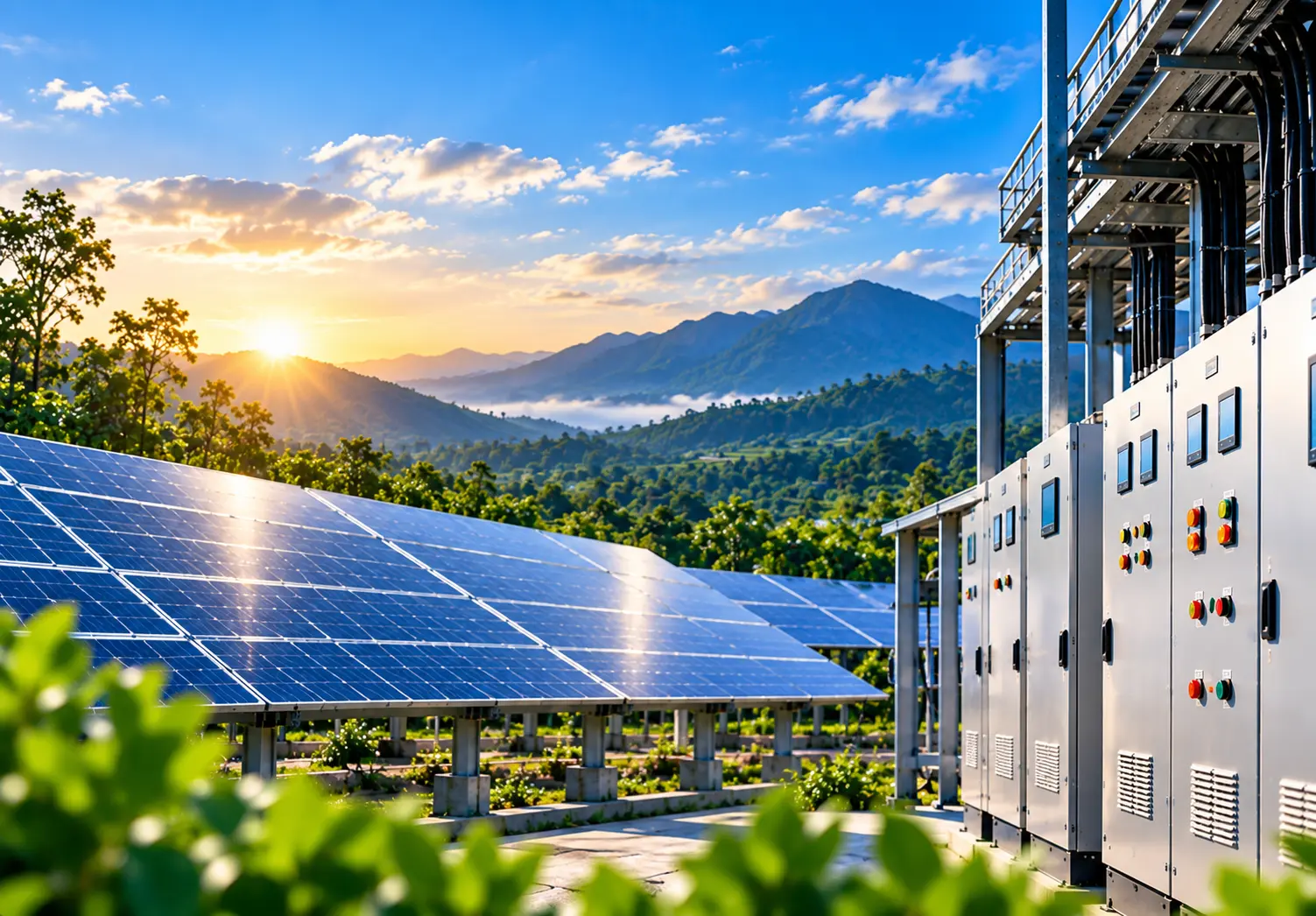 Solar panels and electrical panel installation