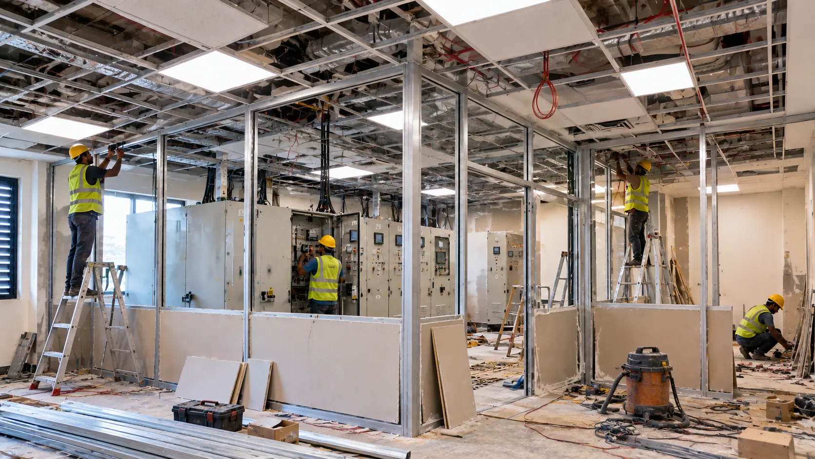 Installation of ceiling and partition at Sewerage Treatment Plant, KEPZ